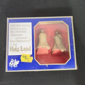 Vintage Holy Land Olive Wood Christmas Bells